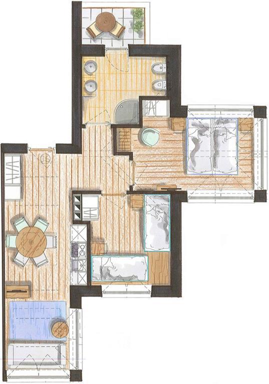 Color Home Suite Apartments Predazzo Ruang foto